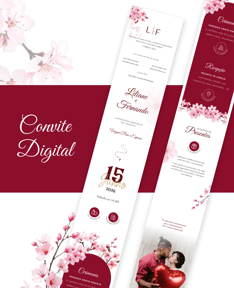 Modelo Convite Floral Bordô